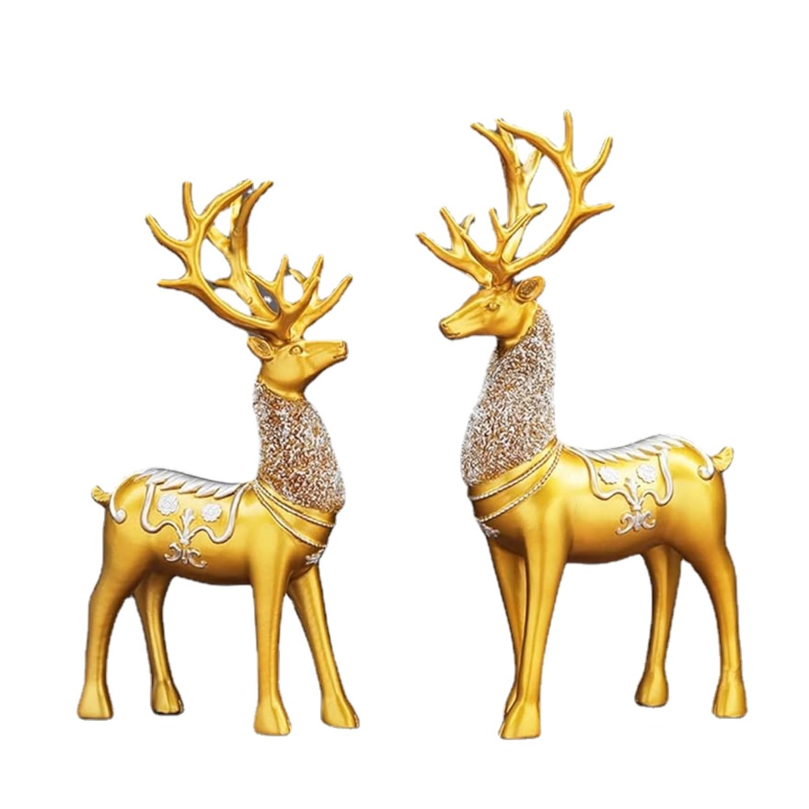 MNUvxzaewf Gold Deers Sculpture Resin Lucky Elk Statue Modern Home Decor for Living Room Bedroom Office Table Bookshelf(Gold)