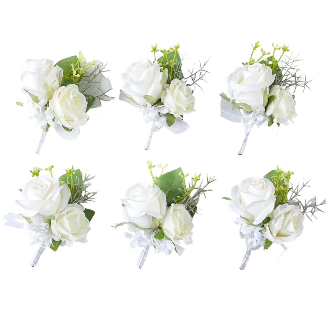 Wedding Accessories, Groom and Bride's Decoration Chest Flowers, Bridesmaid Group Pearl Wrist, Simulated Roses(6pcs-Corsage)