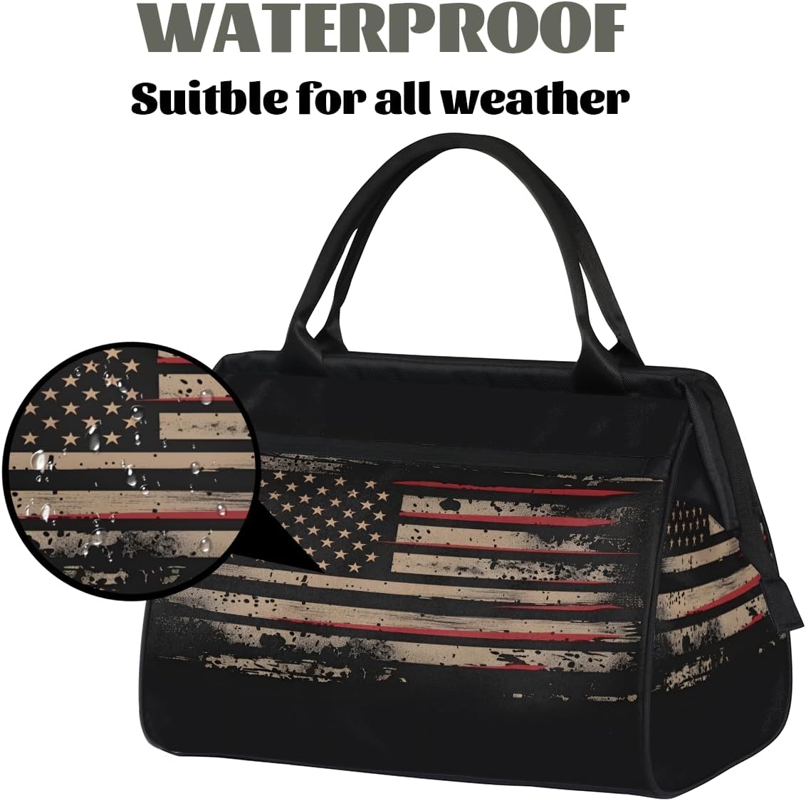 American Retro Flag Small Overnight Weekender Tote Bag for Women Men Foldable Travel Duffel Bags Lightweight Sports Gym Bag Waterproof Carry On Luggage Weekender Bag for Traveling Gifts