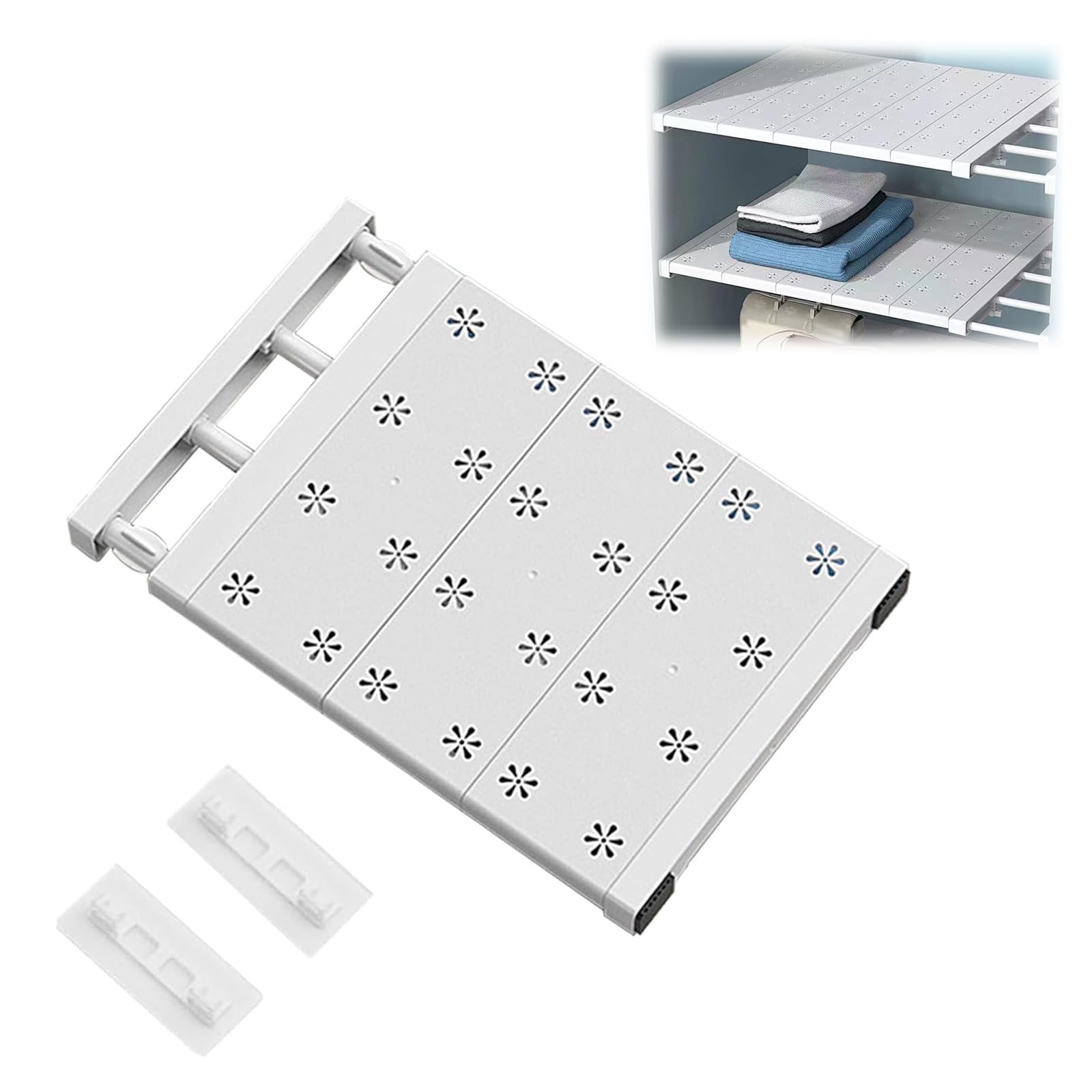Verstellbare Einlegeboden Schrank, Erweiterbares Einlegeböden Schrankregal, Ohne Bohren Teleskop Regaltrenner, Verstellbare Regale für Kleiderschrank, Küche, Badezimmer, Verstellbare 38-60cm