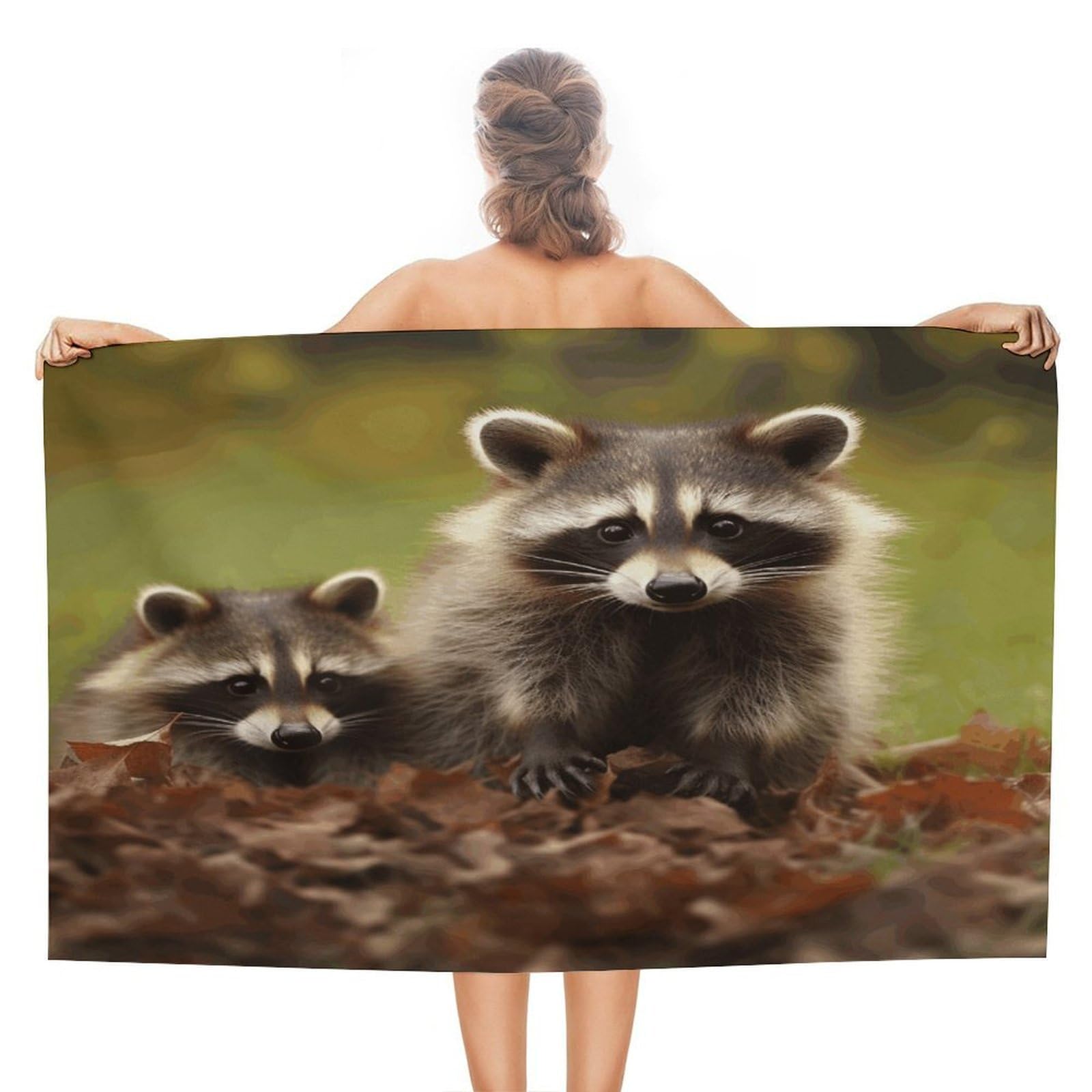 VstaDank Raccoon Beach Towels Super Absorbent Soft Lightweight Towel Large Stylish Swim Pool Towels Quick-Dry Oversize Bath Towel Travel Blankets for Adult Vacation&Gift