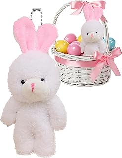[Ozozuize] ぬいぐるみうさぎキーホルダー - イースター スプリング バスケット スタッファー | プラッシュうさぎバッグチャーム | 子供、男の子、若者、ティーンズ、男性、女性、家族、友達、クラスメート向け