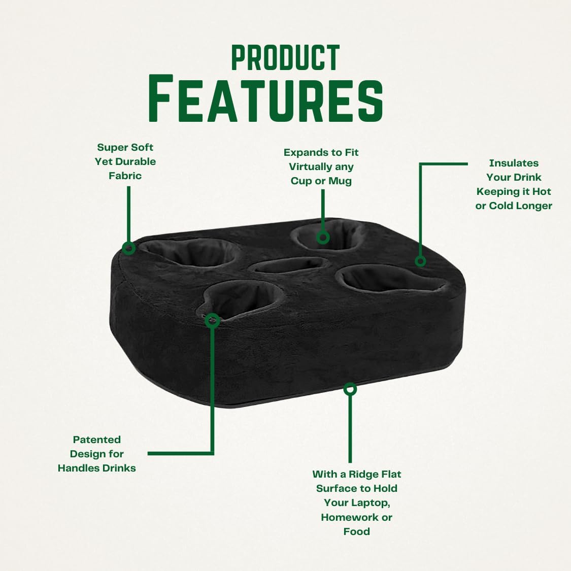 Multi-Functional Couch Cup Holder & Laptop Stand - Ideal for Sofa, Bed, Car, RV | Holds Drinks, Snacks, Remotes, Phones, Laptops | Perfect for Home & Travel