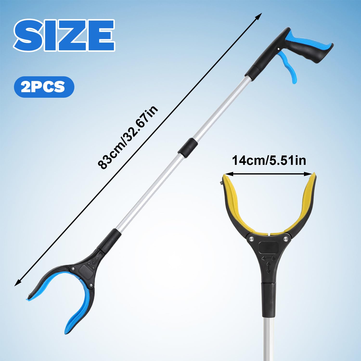 Pinza Raccogli Oggetti, 2pcs Pinza Telescopica Pieghevole, Pinza Raccogli Rifiuti, Raccoglitore di Immondizia, Pinza Telescopica con Punta Magnetica, Pinza Magnetica Pieghevole (M2) - 2