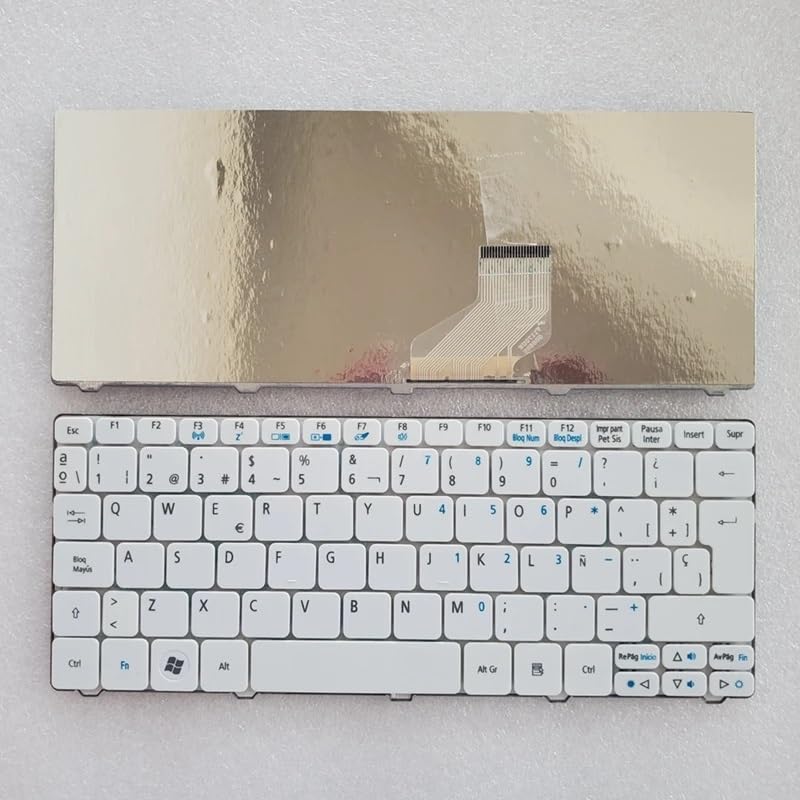 US/UK/RU/BR/SP/FR Keyboard for Acer for D255 D256 D257 D260 D270 D271 N55C ZH9 ZE6 E350 ONE 522 533 532G 532H 521 AO522 eMD350 EM350 Easy to Replace(SP White)
