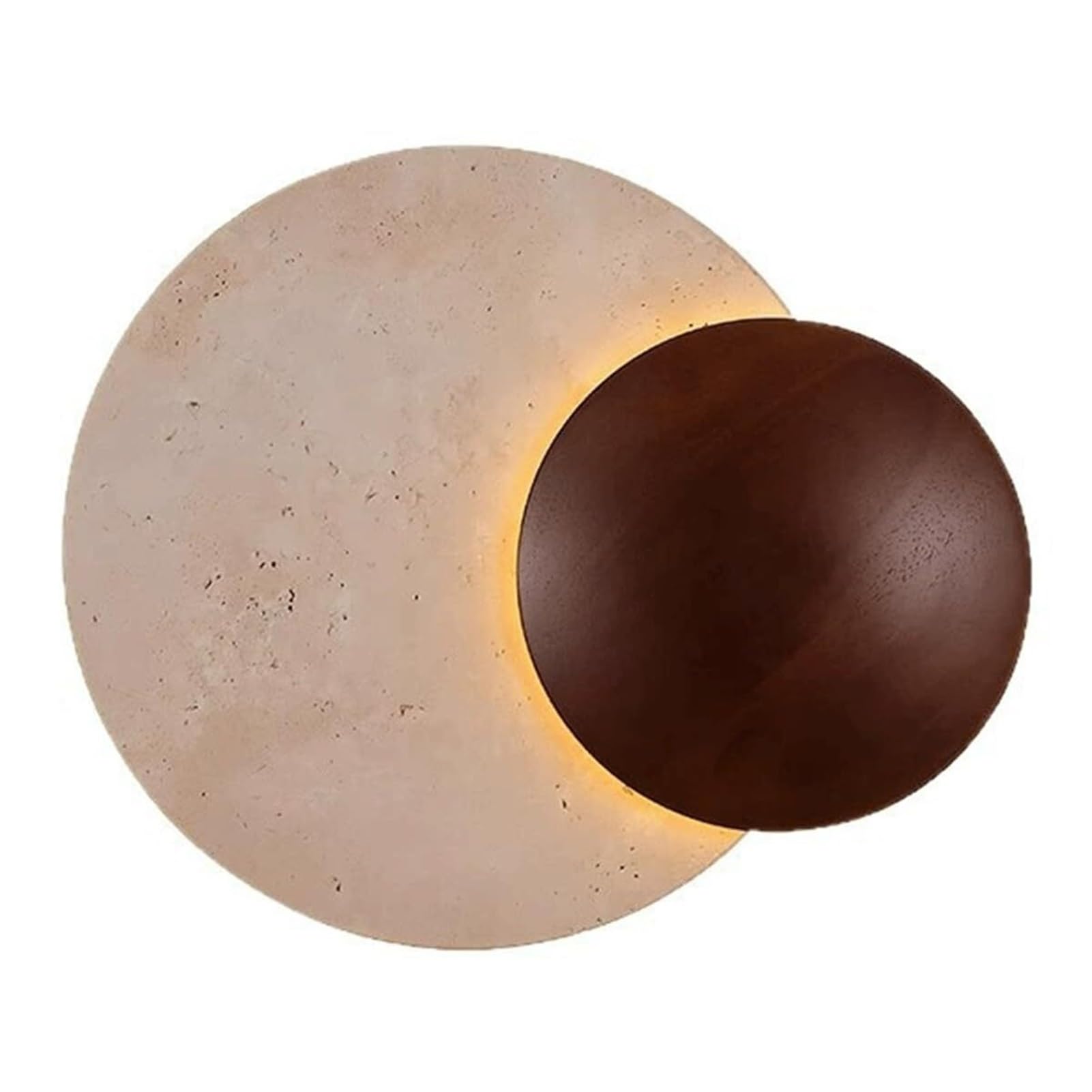 KBUUKYYXouy Classic Yellow Travertine Wall Light Lamp Sconce Fixture Art Retro Hardwired Japanese Style Round Stone for Dining Room Corridor Balcony