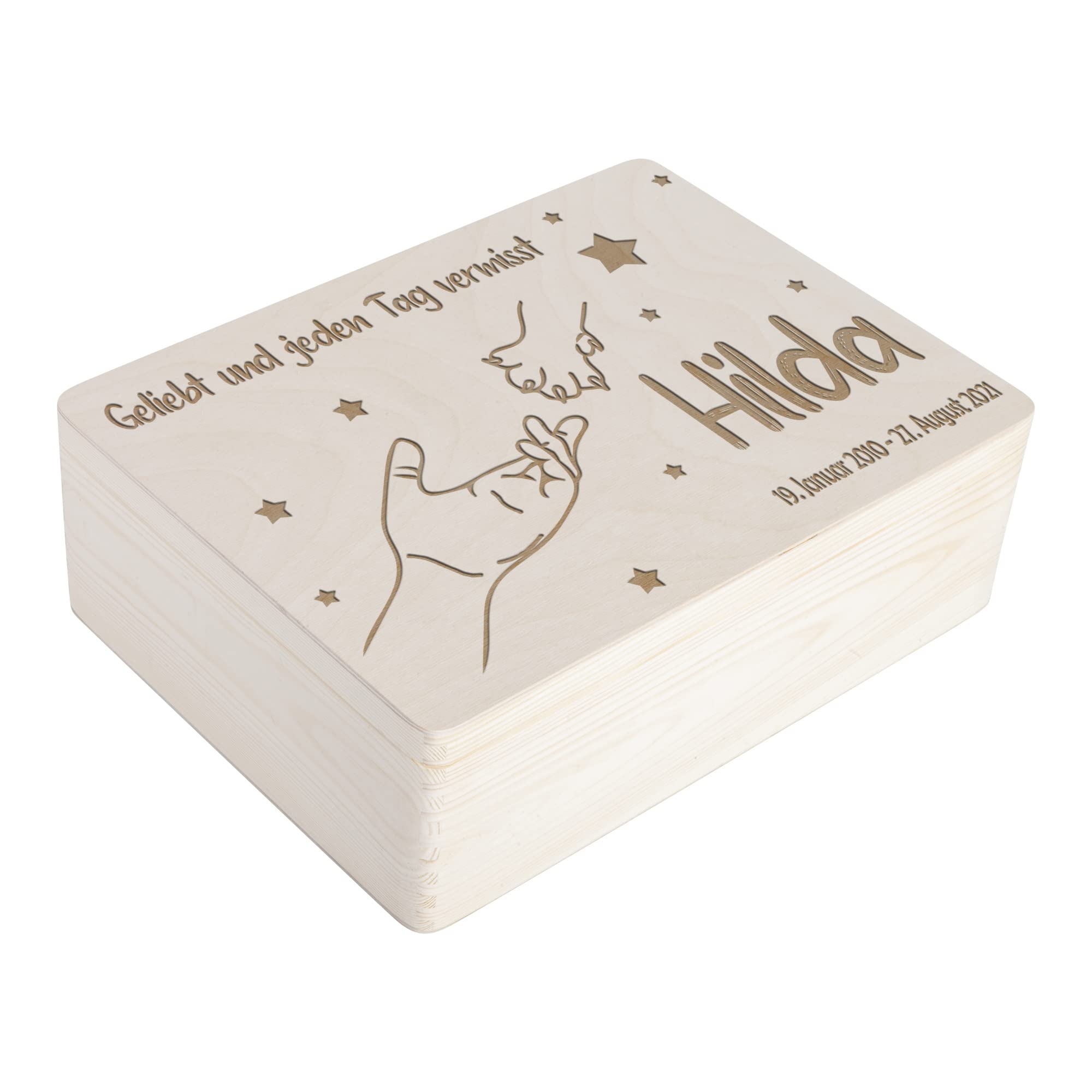 Schönes Motiv mit Pfote die Hand reicht mit Name und Daten | Erinnerungsbox für die beste Katze der Welt - Personalisierte Trauerkiste - Trauerkiste, Erinnerungskiste, Fotobox mit Deckel