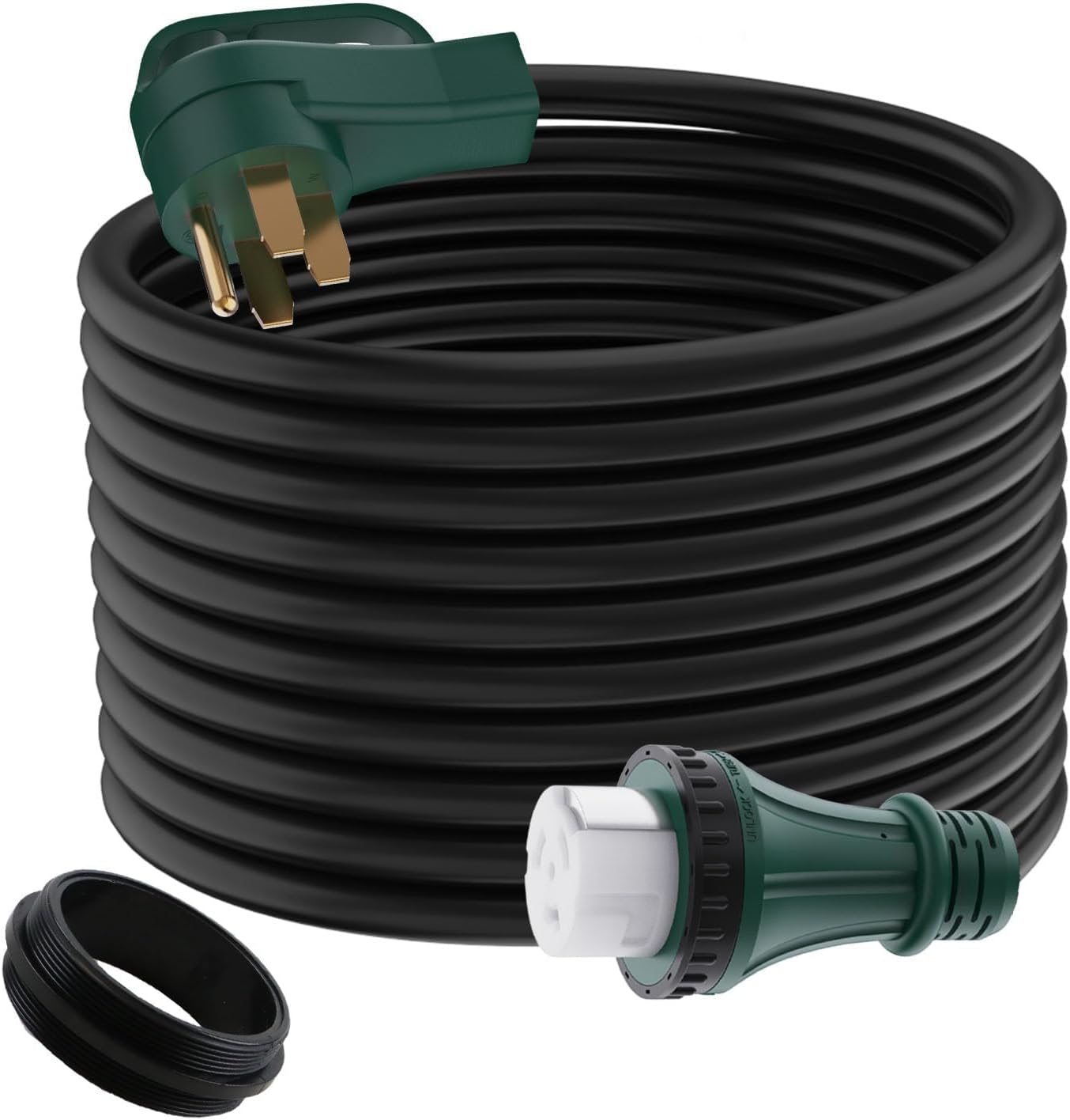 Besfor 50 Amp RV/Generator Cord with Locking Connector 50 Feet UL Listed, Heavy Duty 6/3+8/1 Gauge STW Wire for RV Camper and Generator to House, 14-50P Male and SS2-50R