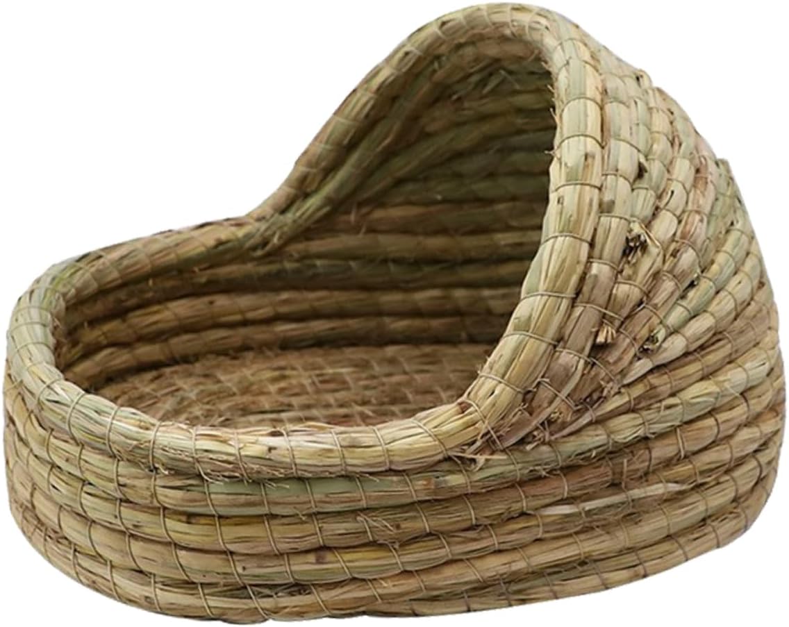 Natural Straw Pet Nest Small Animal Bedding Rabbit Nest Bunny Cage Hamster Bed Woven Sleeping Bed Pet Toy