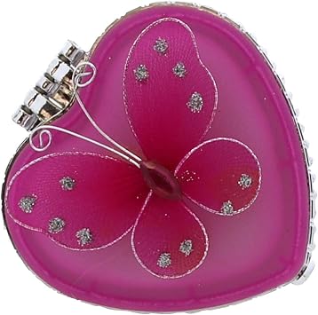 LiShay Glass Heart Shaped Trinket Jewelry Box with Butterfly - Fuschia