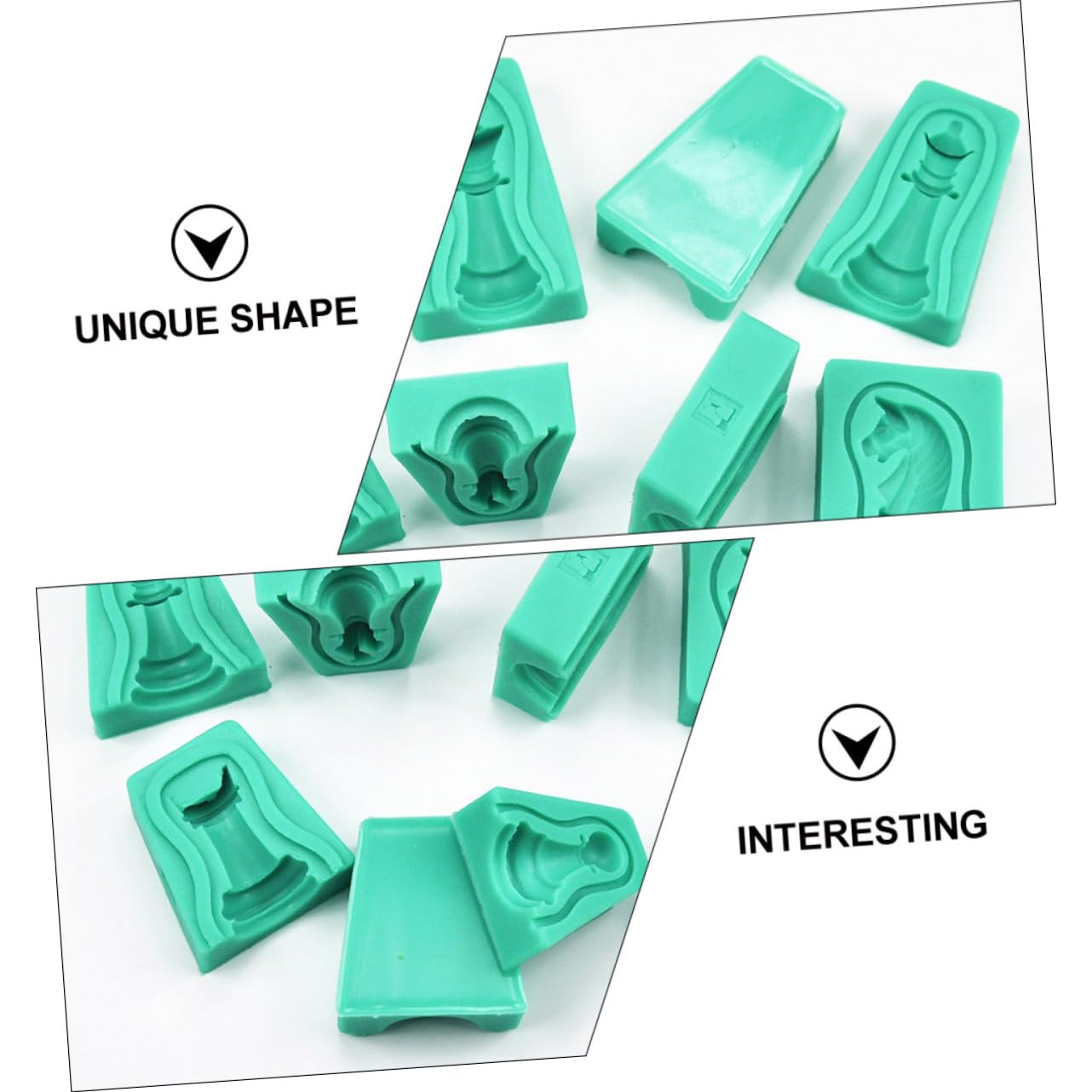 VILLCASE 12 Moldes de Silicona Flexibles para Repostería Diseño de Ajedrez, Acabado Antiadherente y Color Verde, Ideales para Chocolate y Tartas Creativas