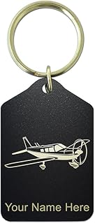 Keychain, Low Wing Airplane, Personalized Engraving Included (Black Metal)