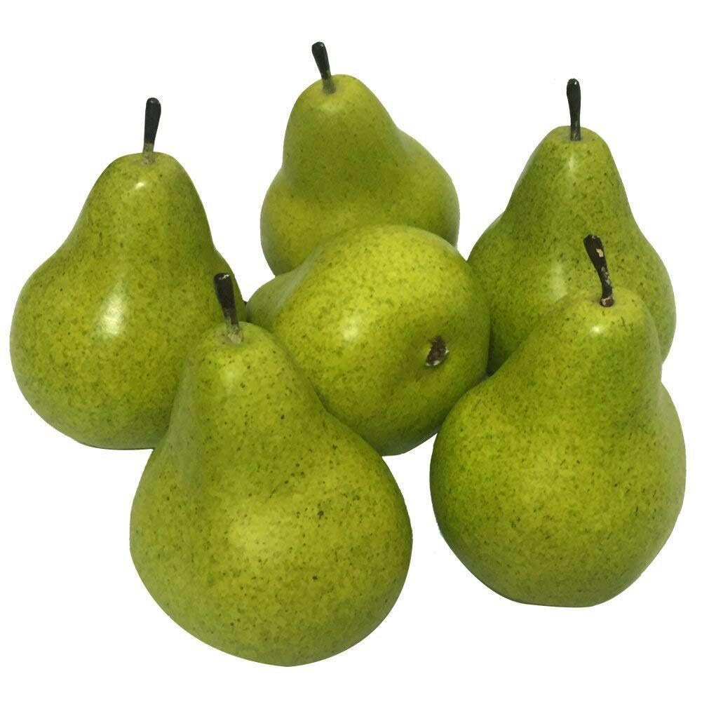 Sslvya 6 Pcs Fake Pears Artificial Fruits Vivid Green Pear Fruits Model for Home Fruit Shop Supermarket Office Restaurant Decorations Photography Props
