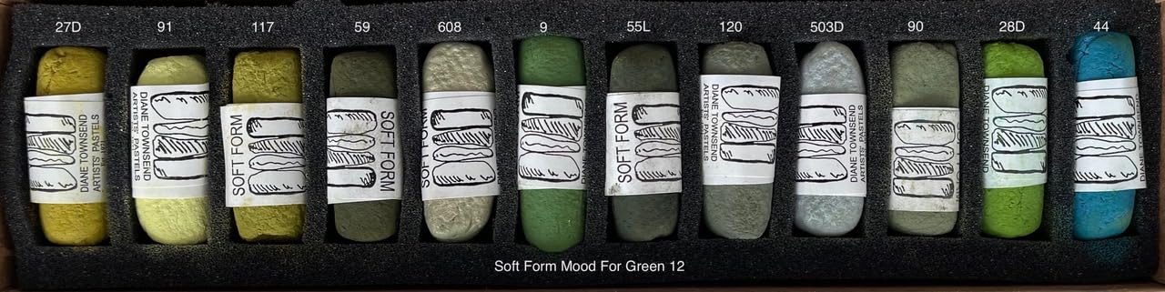 FineArtStore Diane Townsend Handmade Soft Pastel Sets -Mood for Green Set of 12 Pastels