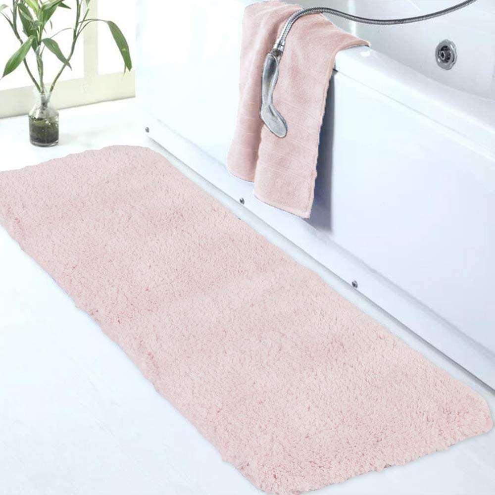Walensee Large Bathroom Rug (24 x 72, Blush) Extra Soft and Absorbent Shaggy Bathroom Mat Machine Washable Microfiber Bath Mat for Bathroom, Non Slip Bath Mat, Luxury Bathroom Floor Mats