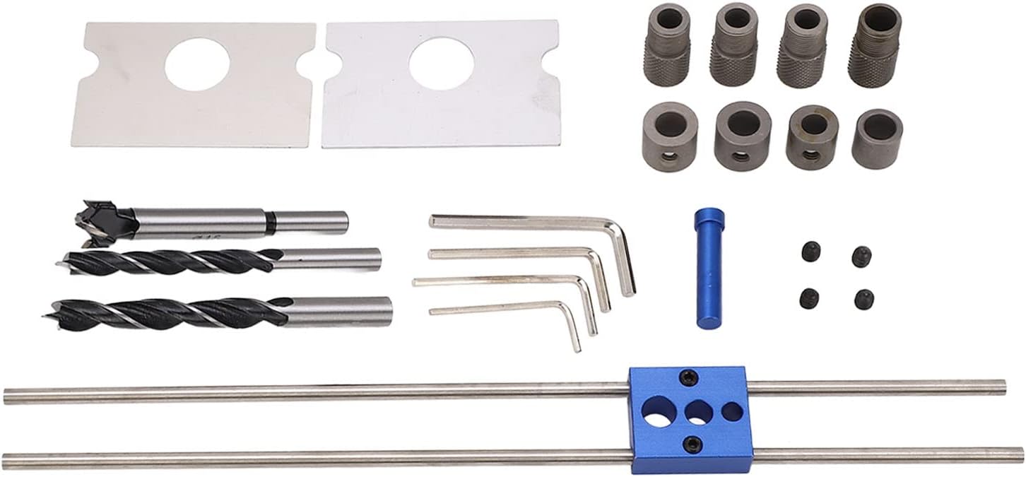 X 400 Self Centering Dowel Jig Kit, 3 Holes Woodworking Joints Tool, Adjustable Drilling Locator Puncher Tool, Doweling Jig Set for Woodworking
