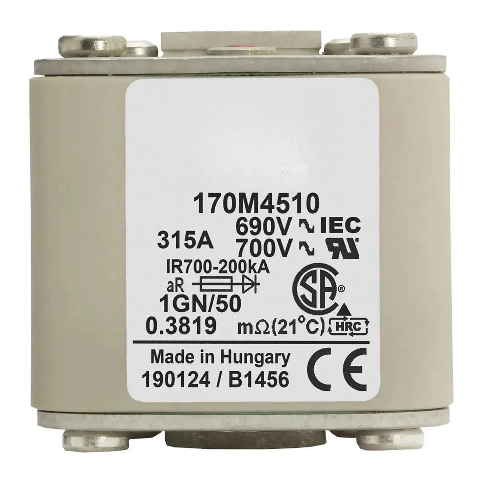 Fusible 170M4515 haute performance pour ponts de diodes et onduleurs
