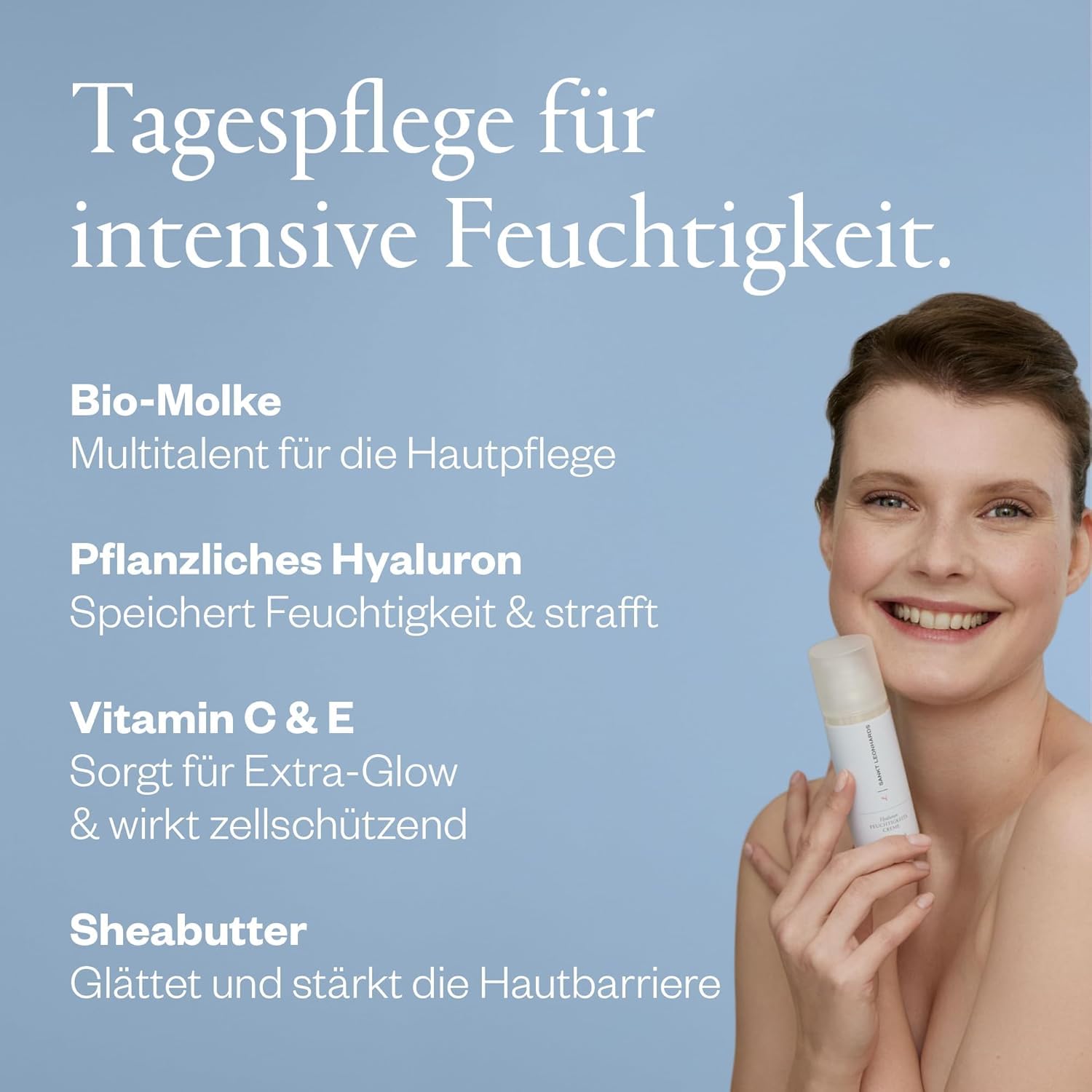 Hyaluron Set - mit Reinigungsmilch, Gesichtscreme & Booster Serum - mit wertvoller Bio-Molke aus Stuten- & Ziegenmilch & pflanzlichem Hyaluron - für Extra-Glow & Aufpolsterung