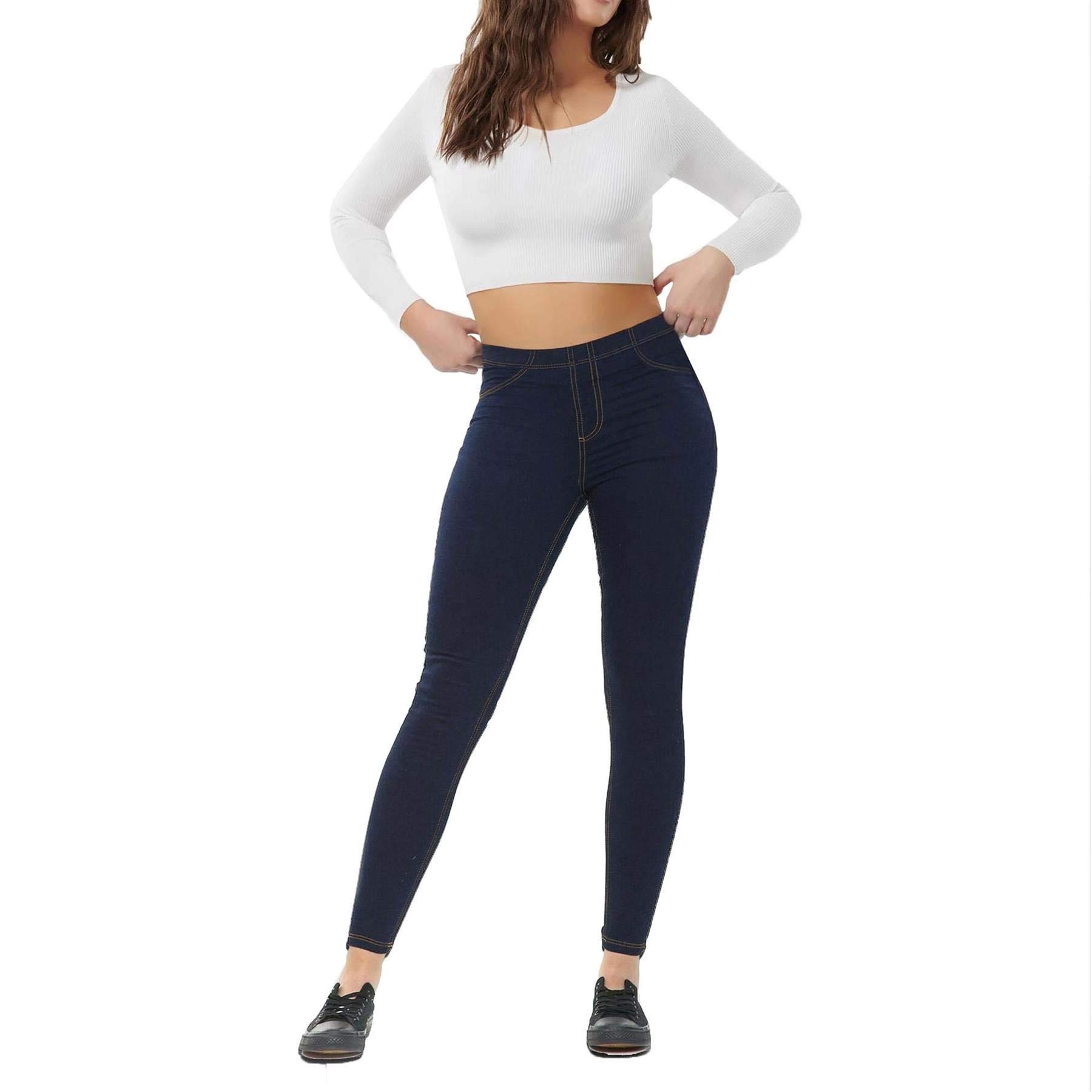 GA COMMUNICATIONS Ladies Skinny FIT Denim Stretchy Jeggings Jeans Womens Slim Trousers Pants [Blue 8]
