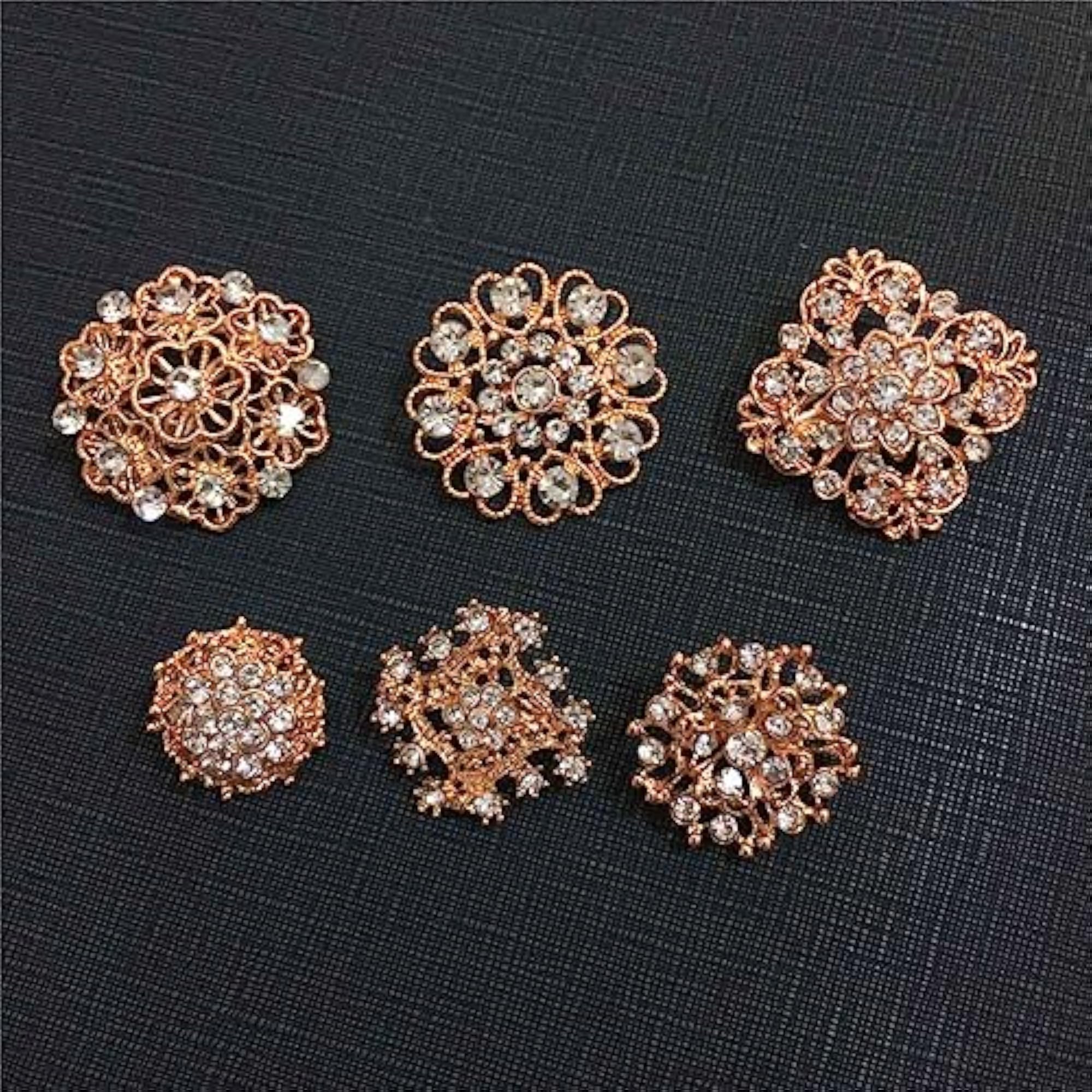 24pcs Rhinestone Crystal Flower Brooch Pin Set, Gift Set