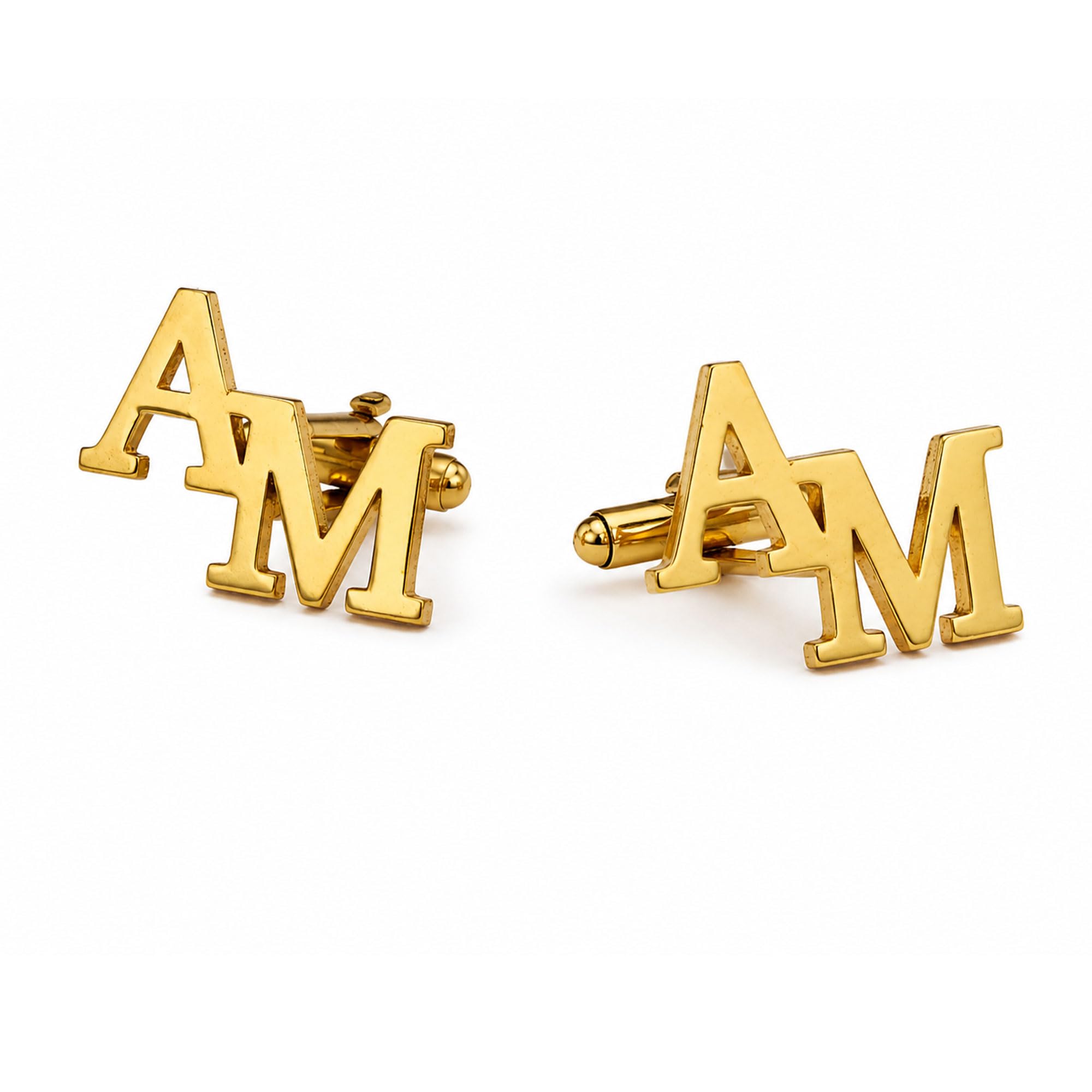 Personalized Initial AM Cufflinks for Men, Gold Plated Monogram Letter Cufflinks, Custom Alphabet Shirt Cuff Links for Wedding, Business, Formal Wear & Gift-image-18