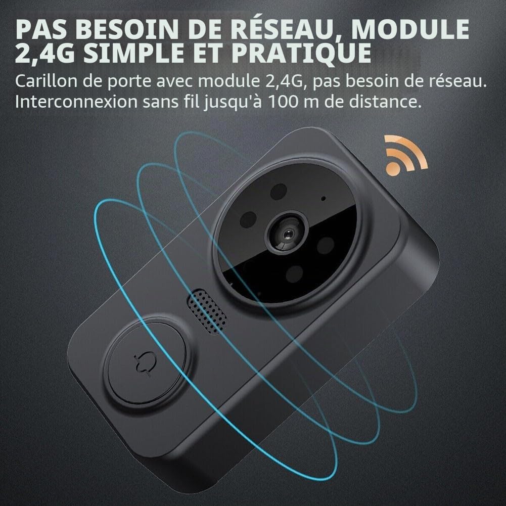 Zilimontt Sonnette vidéo intelligente avec écran IPS de 4,3 pouces, caméra de sécurité sans fil, interphone audio bidirectionnel, vision, détection de mouvement, support d'enregistrement sur carte