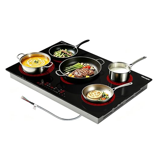 Vancepic 30 Inch Electric Cooktop, 5 Burner 8800W Built-in Ceramic Stovetop