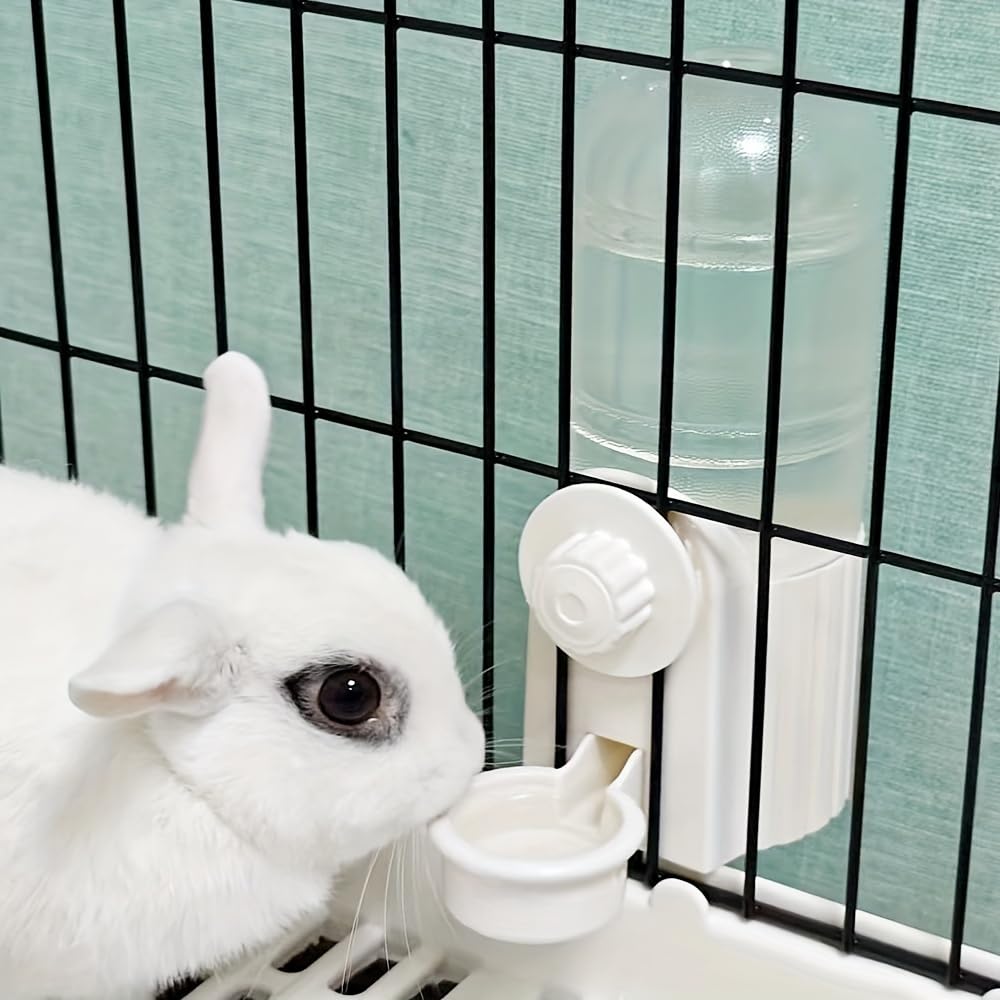 Kaninchen Wasserflasche, 700 ml / 652.0 g hängender Wasserspender Futterkäfig Käfig Stall Häschen Welpen Katze Chinchilla Frettchen Meerschweinchen Eichhörnchen Igel (Weiß, 700 ml)