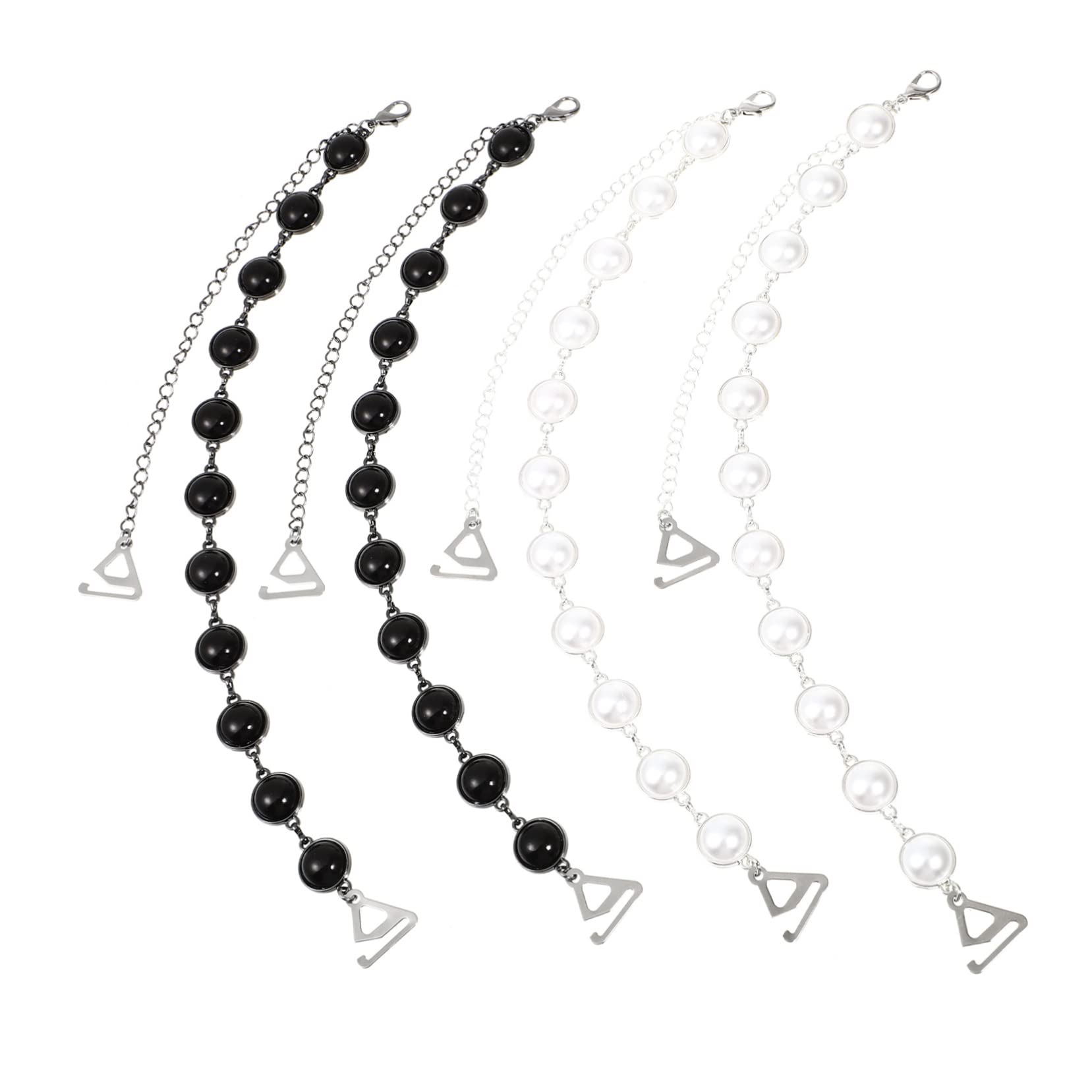 VANZACK Tirantes de Sujetador 2 Pares Perlas Ajustables Antideslizantes Diseño Elegante (negro y Blanco), Accesorios Decorativos para Mujer, Reemplazo para Lencería y Vestidos