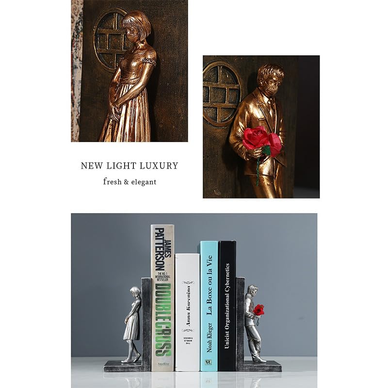 Book Block, Heavy duty Bookends, Decorative Bookends, Anti slip, Ideal for Living Room Bedroom, Office - Image 4