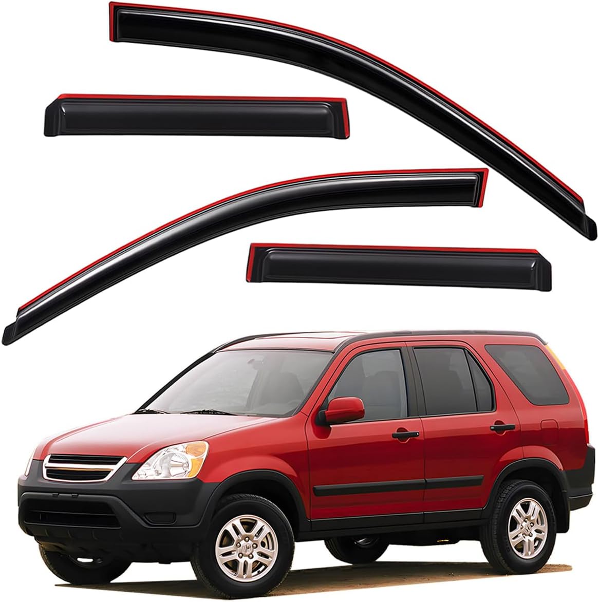 Lightronic Extra Durable Clip-on in-Channel Auto Vent Window Visors, Fits 2002-2006 Honda CR-V (CRV), UV Protection Rain Guards, Original Wind Deflectors, Smoke, 4-Pcs