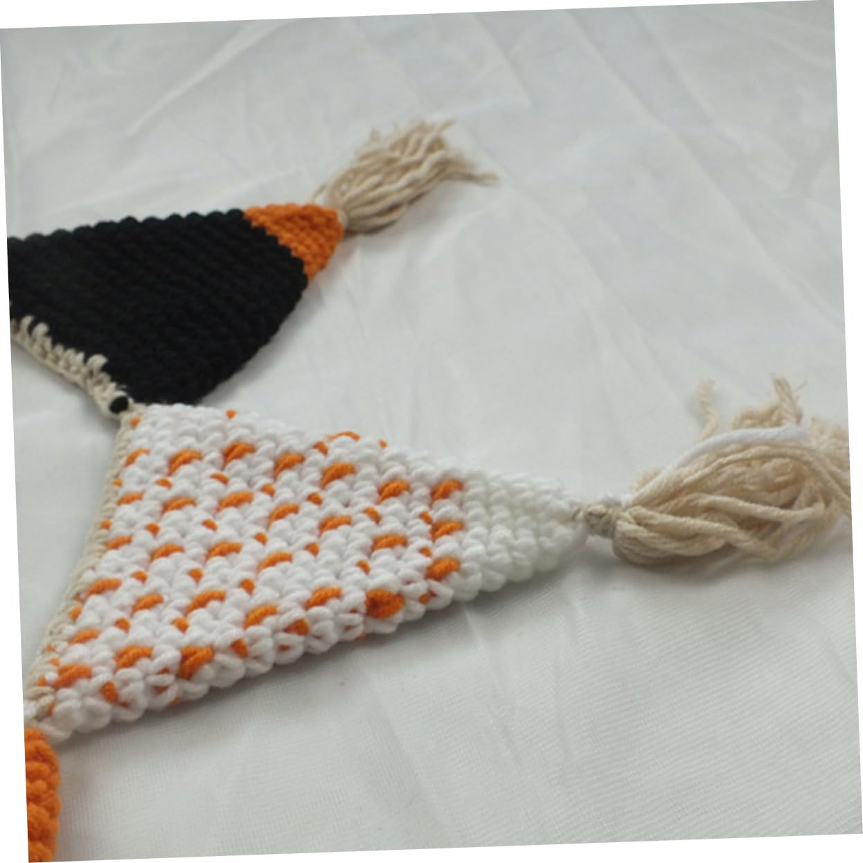 Abaodam 3 Piezas banderín empavesado de crochet de algodón triángulo guirnalda del empavesado decoración pared decoración de pared pancartas del empavesado de algodón