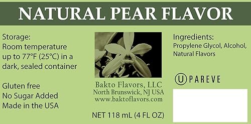 Bakto Flavors Sabor natural de pera - 4 onzas líquidas