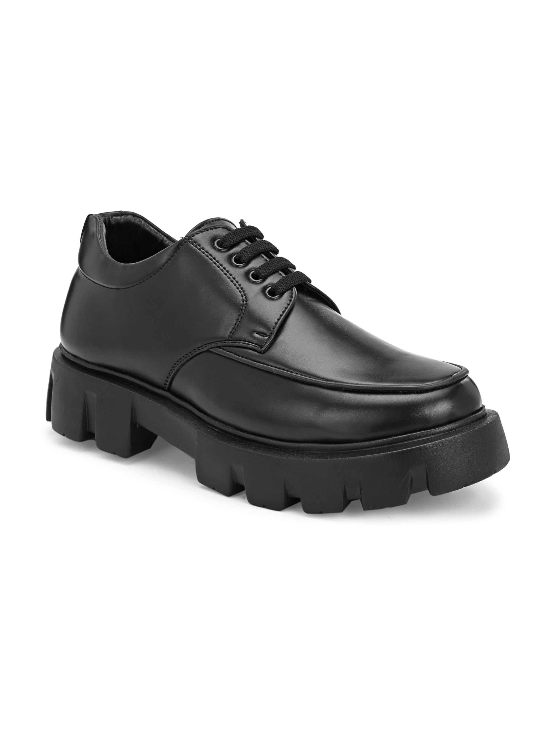 Leo's Fitness Shoes LEOS Men's Chunky Derby Lace-Up Shoes, Black - Image 1