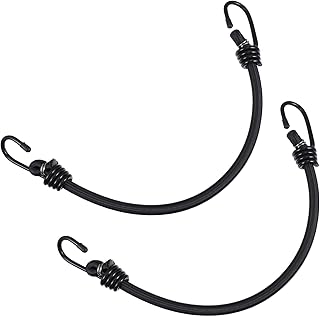 CLISPEED Multi- Functional Binding Belt 2pcs Bungee Cords with Carabiner Hooks Useful Bunjee Chords Luggage Elastic Rope for Cargo Packing Luggage Rack Outdoor Bungee Cords