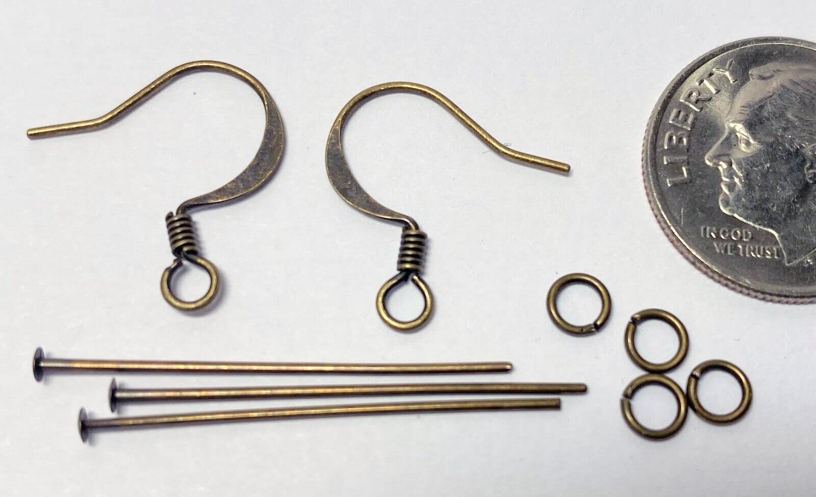 6 Pair (60 Pieces) Antiqued Gold Earring Finding Kit with Headpins & Jumprings *