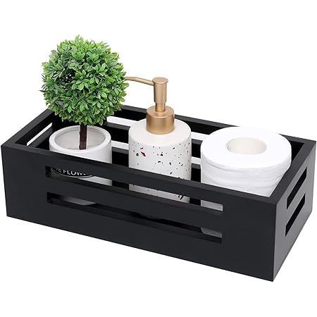 Amazon.com: HYLEHE Black Decor Box Bathroom Toilet Tank Basket Topper ...