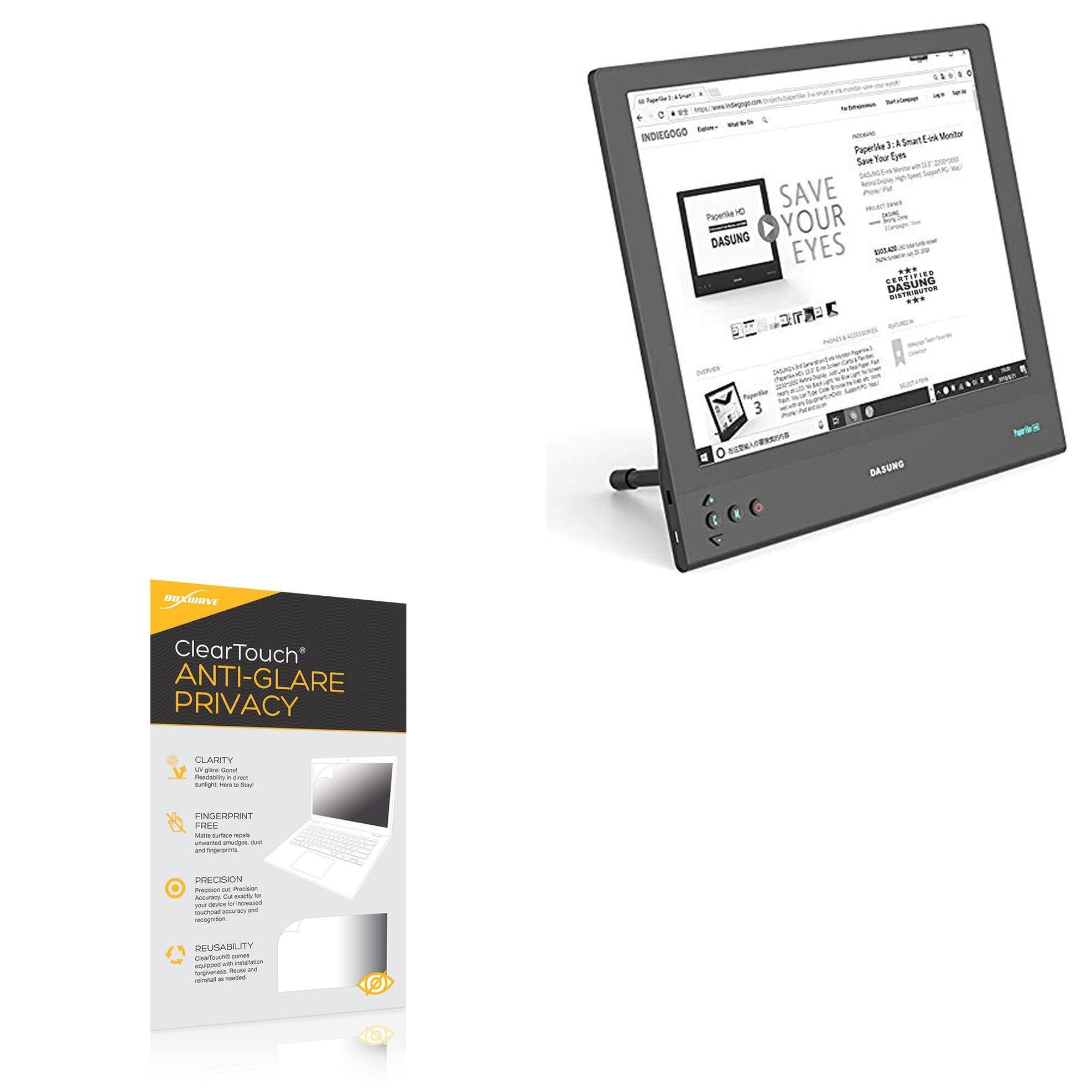 BoxWave Screen Protector Compatible With Dasung Paperlike E-ink Monitor (13.3 in) - ClearTouch Anti-Glare Privacy (2-Pack), Privacy Screen Protector Flexible Film Anti-Glare