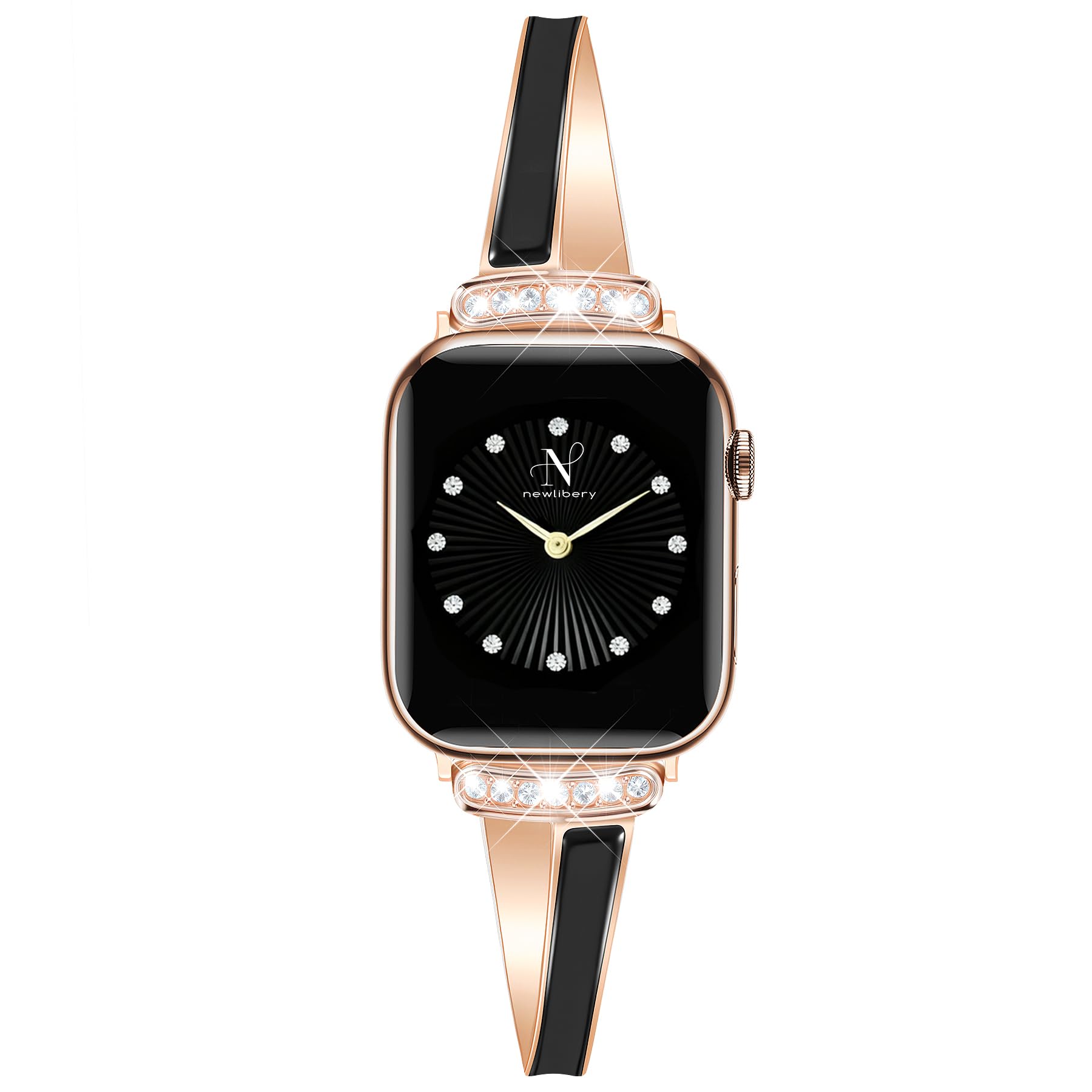 Photo 1 of Newlibery Rose Gold Slim Band for Women Compatible with Apple Watch 38mm 40mm 41mm 42mm(S10/11) Designer Bling Dressy Bracelet Adjustable Metal Strap for iWatch Series 11/10/9/8/7/6/5/4/SE 3/2/1