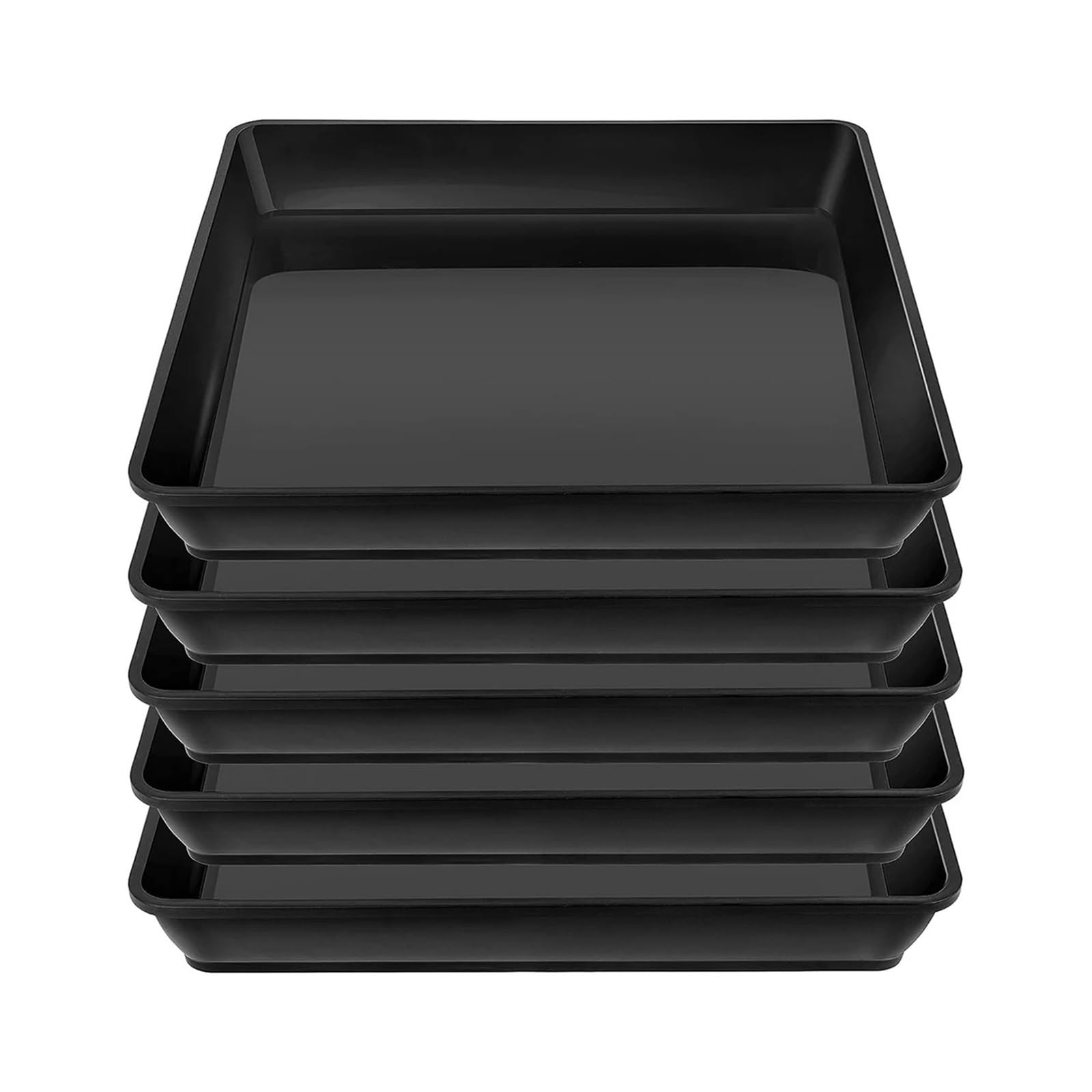 DFGRGRV Plant Saucers 5pcs Square Flowerpot Tray Plant Pot Saucer Heat Resistant Moisture Retention Bonsai Garden Indoor Decorative Accessory Black