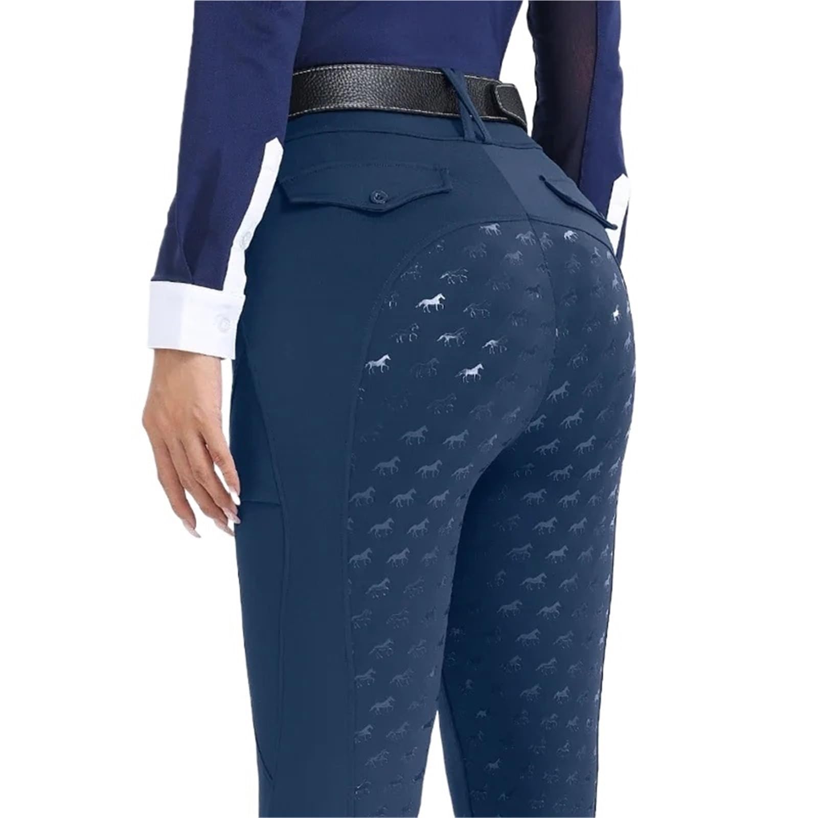 Pantalones de equitación Pantalones De Equitación De Silicona con Asiento Completo, Mallas Y Leggings For Montar A Caballo, Ropa Ecuestre For Mujer(Black,S)