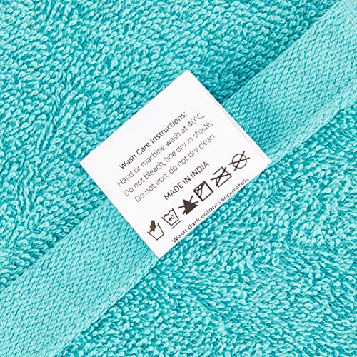 Image of Amazon Brand - Solimo 100% Cotton 2 Piece Bath Towel Set, 380 GSM (Baltic Blue, Mint Green)