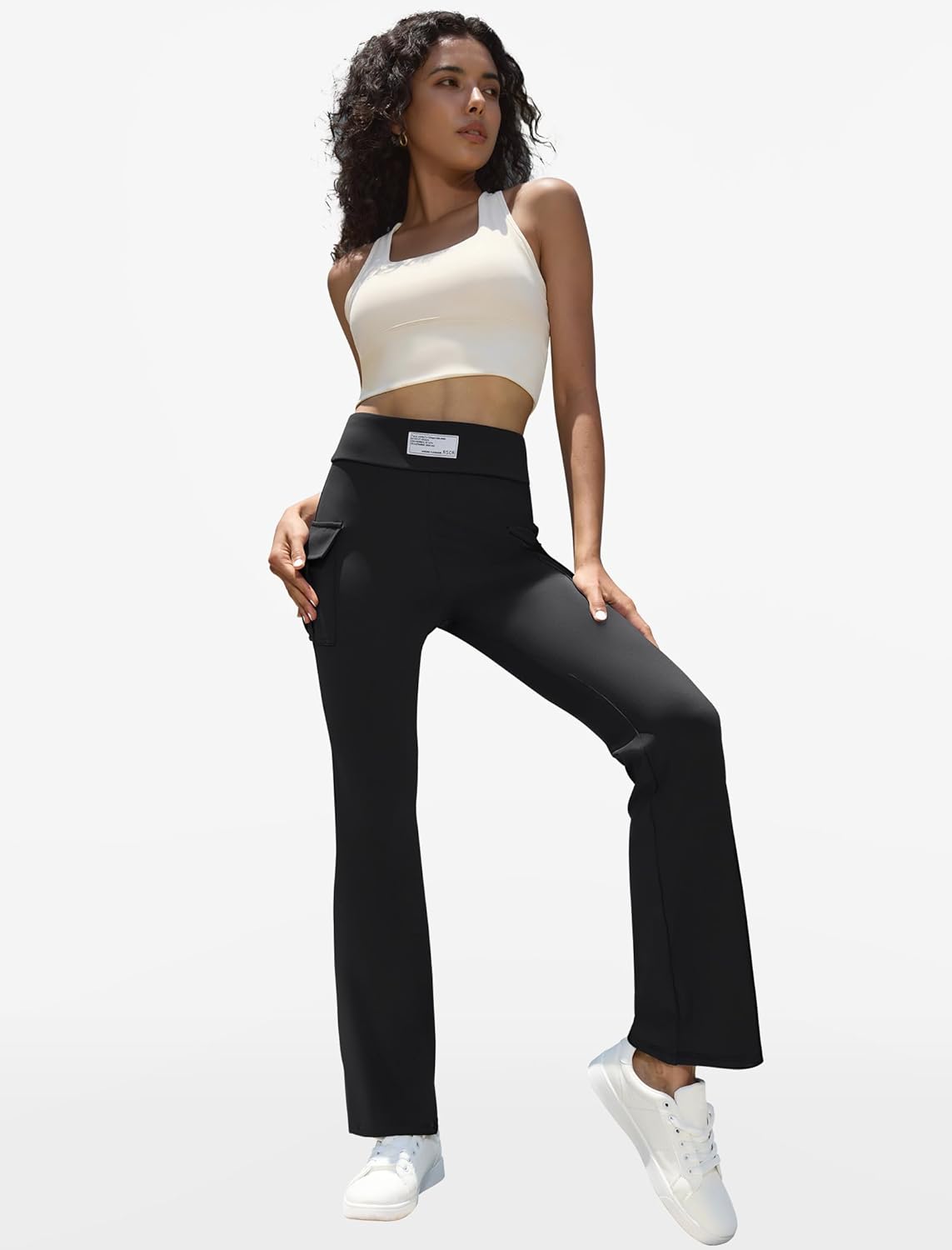 keriffe Women Workout Bootcut Yoga Pants with Pockets High Waisted Gym Flare Leggings Tummy Control - Image 6