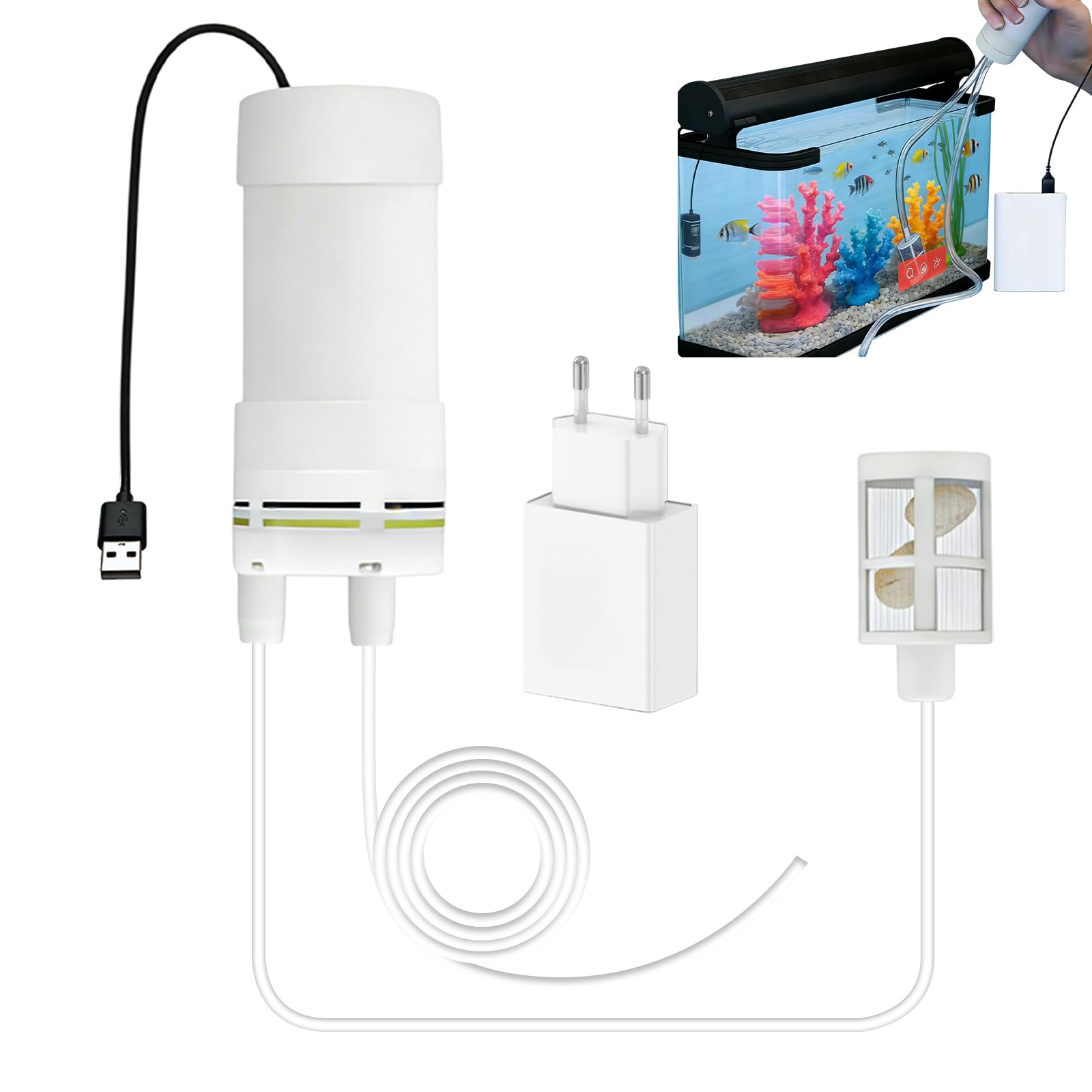 Pompa autoadescante USB per l'acqua, Mini pompa elettrica dell'acqua, Pompa elettrica da 5V autoadescante con tubo PVC da 1m e caricatore USB, Pompa autoadescante USB per l'acqua, Mini pompa elettrica