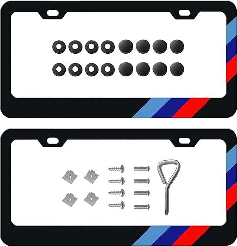 Xnqdre Paquete de 2 marcos de matrícula deportivos tricolor, aleación de aluminio, 3 colores, compatible con todas las placas de BMW (M 3 colores disponible en Yaxa Venezuela