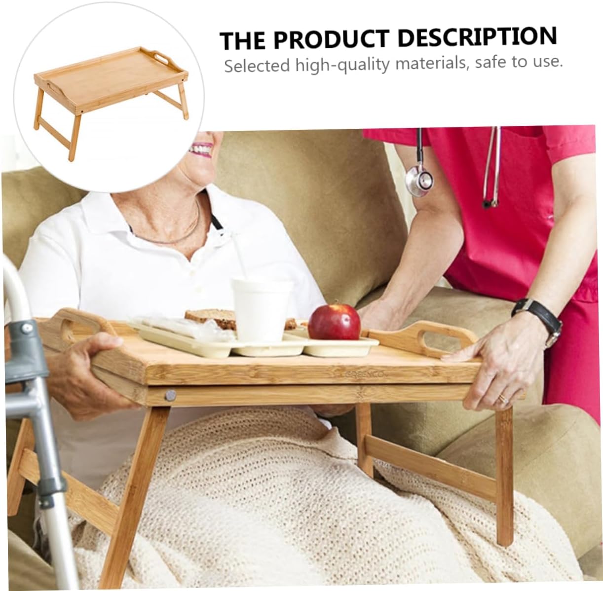 DOITOOL Foldable Bamboo Desk Multi-Functional Laptop Stand Tray Storage Compact Size for Bed Couch and Travel