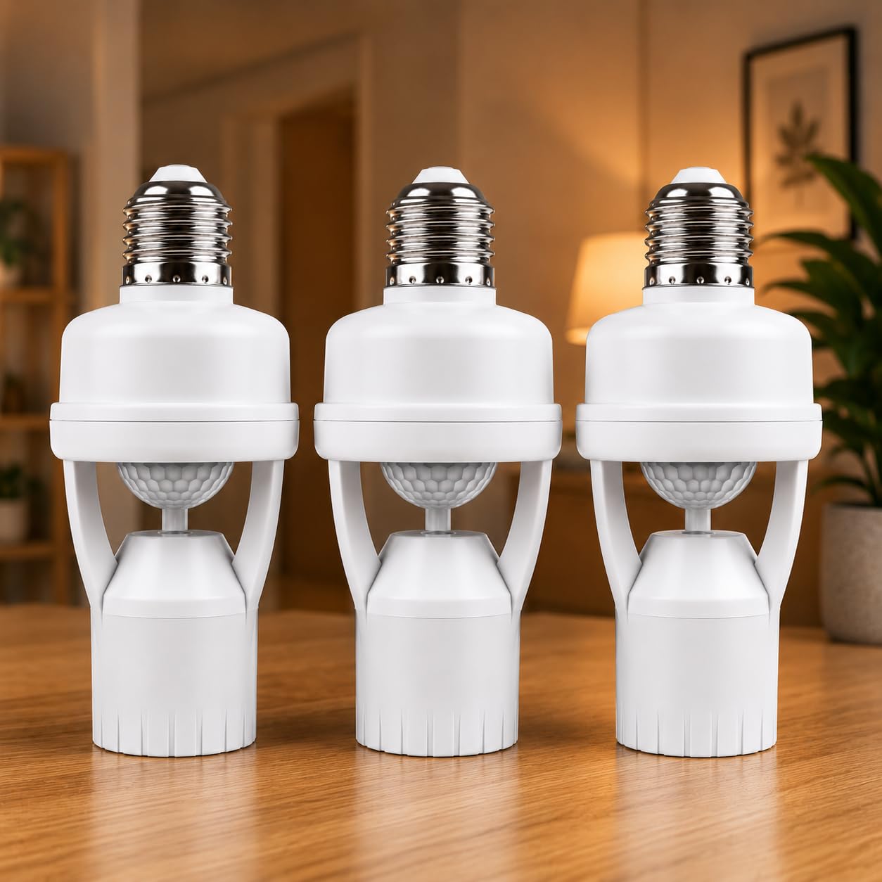 Kit 03 Sensor De Presença Com Fotocélula Para Soquete E27 Bivolt 110V/220V, Acendimento