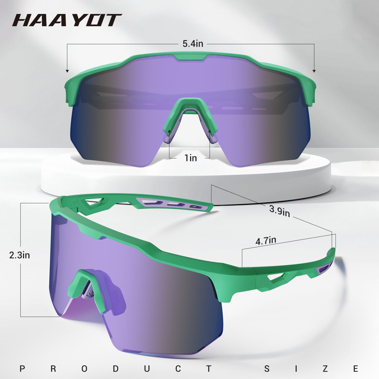 HAAYOT, occhiali da sole sportivi polarizzati per uomo e donna adolescente, baseball, ciclismo, corsa, softball, ciclismo, 5 lenti