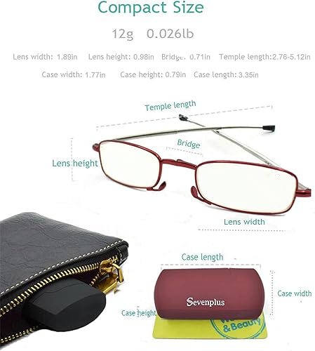 Miniatura 9 de sevenplus Paquete de 2 lentes de lectura con bloqueo de luz azul, antirreflejos UV, plegables, bisagra de resorte para computadora para mujeres y