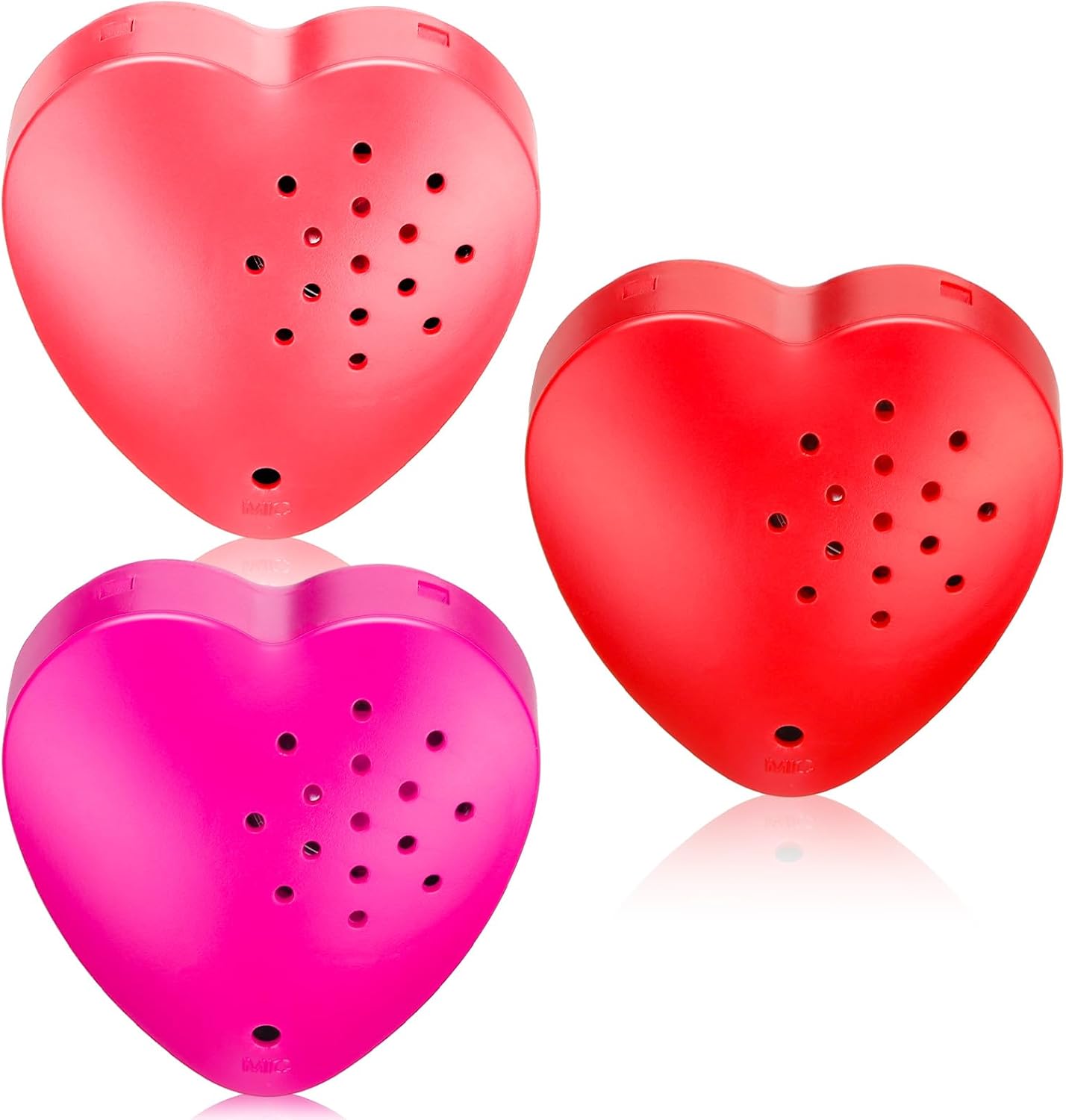Copkim 3-Pack Heart Shape 20-Second Voice Recorders for Stuffed Animals - Valentine's Recordable Sound Modules (Red, Rose Red, Pink)